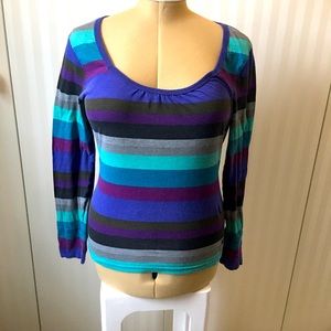 Hurley purple green gray blue striped long sleeve tee Size L